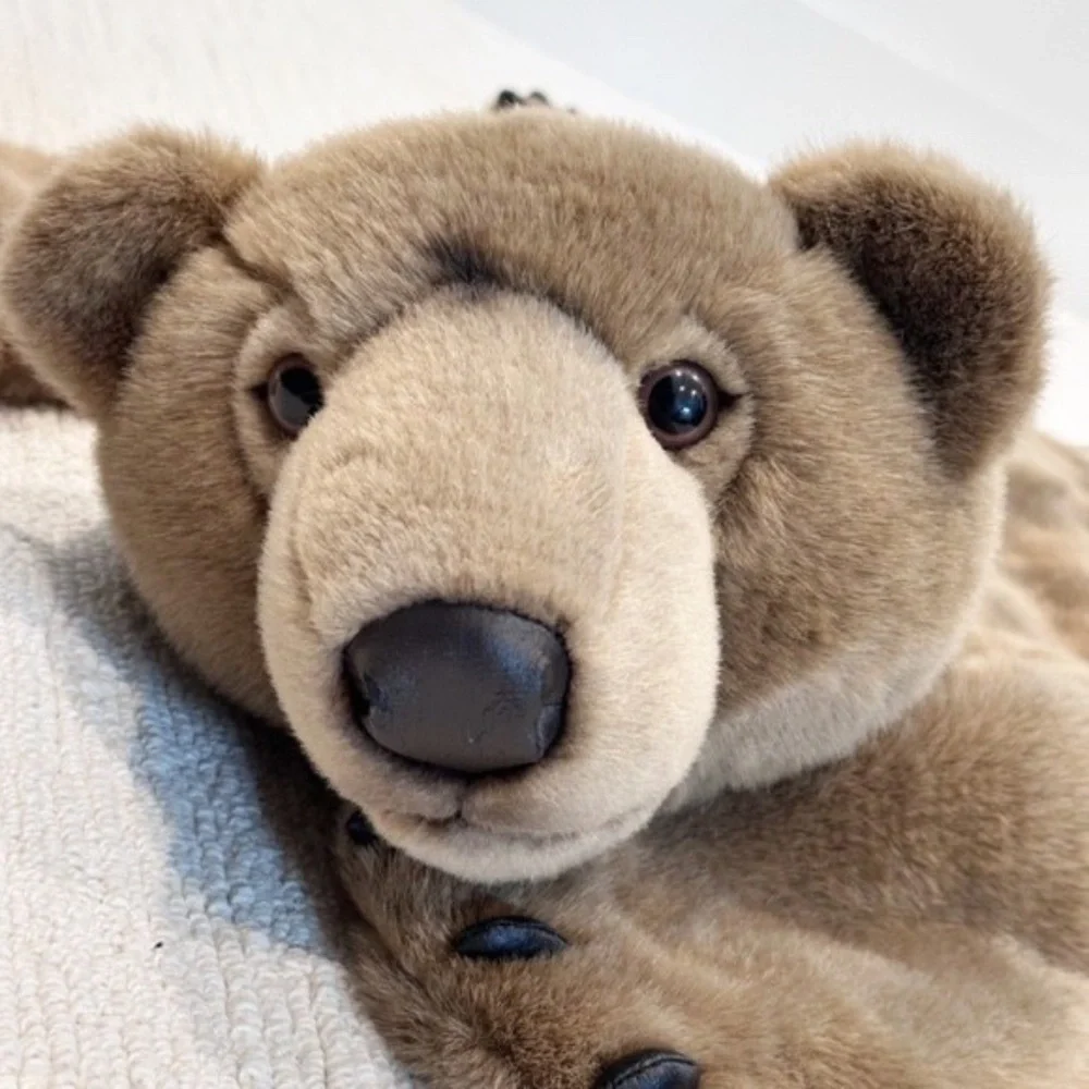 JAAG Plush Brown Bear 37” Jumbo Lays Flat Realistic Head Handles Pocket PJ Bag